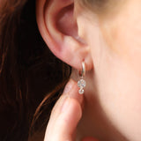 925 Silver Double Crystal Raindrop Hoop Earrings