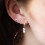 925 Silver Double Crystal Raindrop Hoop Earrings