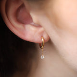 Gold-Filled Crystal Drop Hoop Earrings