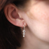 925 Silver Triple Crystal Raindrop Hoop Earrings