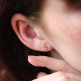 14K Gold Celestial Crescent Moon Threadless Piercing