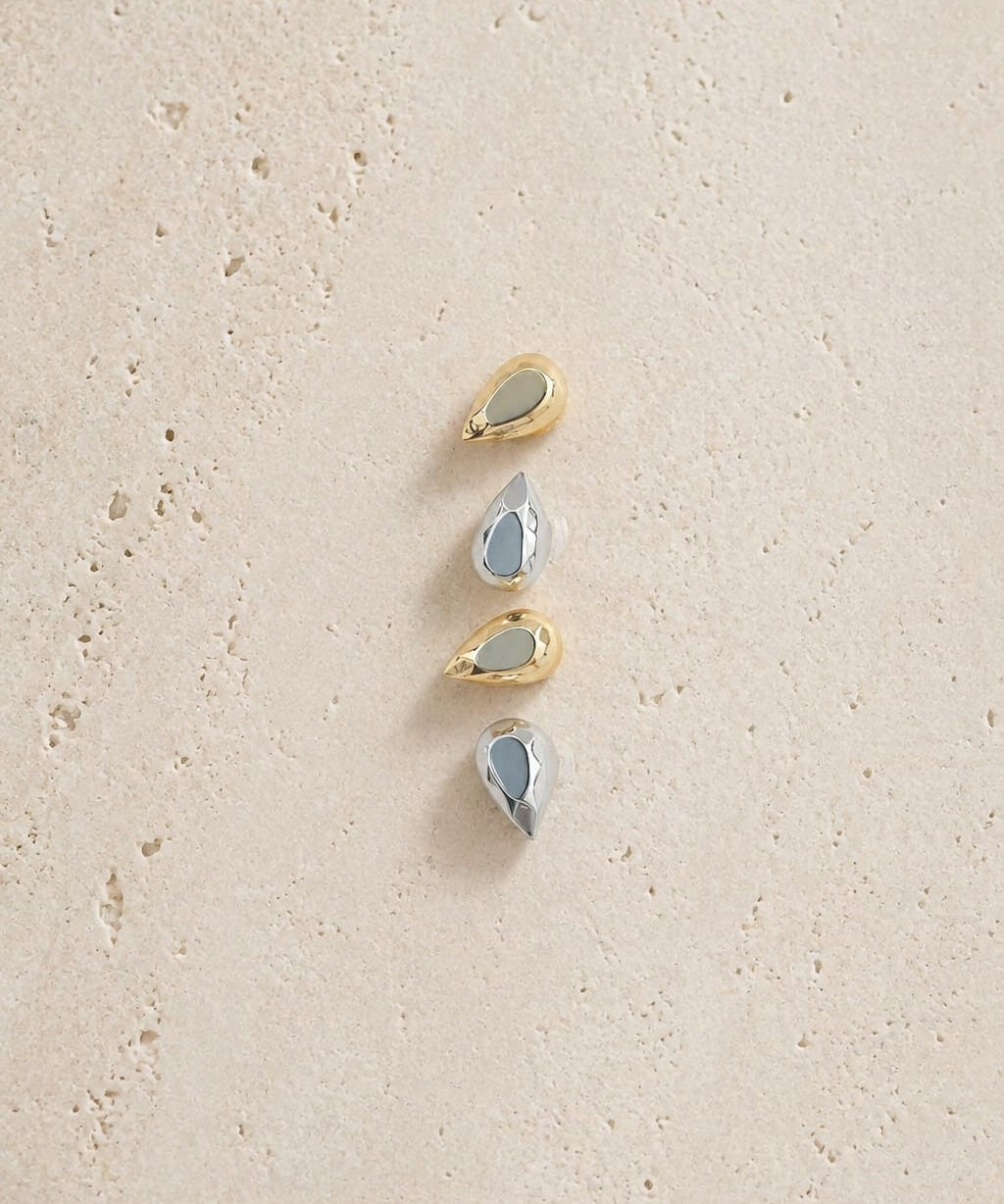14K Gold Faceted Cut Disc Teardrop Threadless Piercing