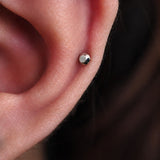 14K White Gold Faceted Cut Disc Threadless 3mm Piercing