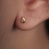 14K Gold Faceted Cut Disc Teardrop Threadless Piercing