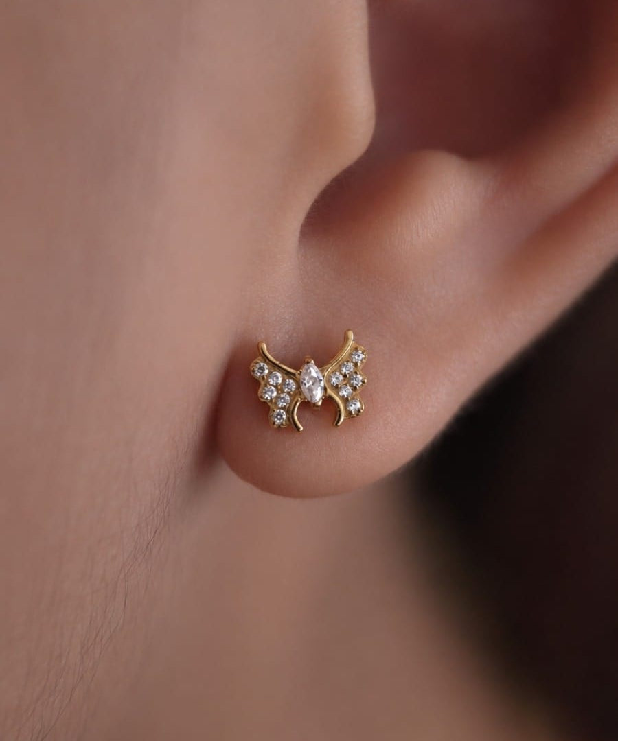 Titanium PVD Gold Butterfly Threadless Piercing