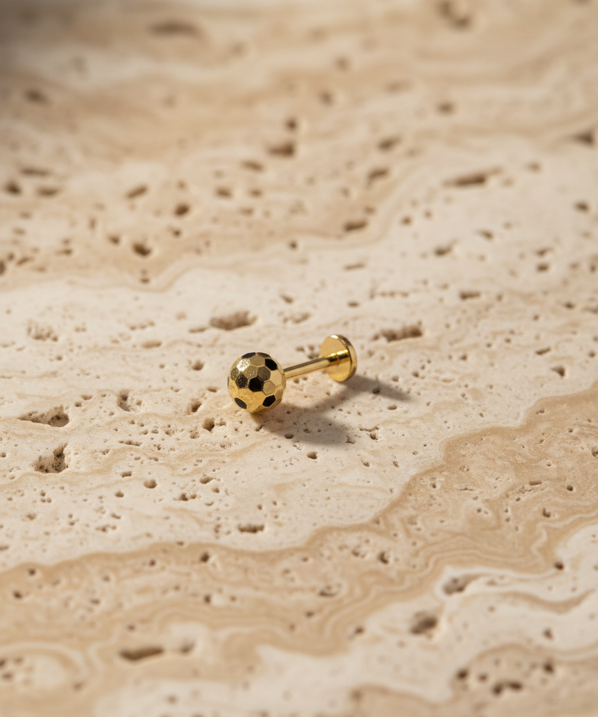 Titanium PVD Gold Disco Ball Threaded 5mm Piercing