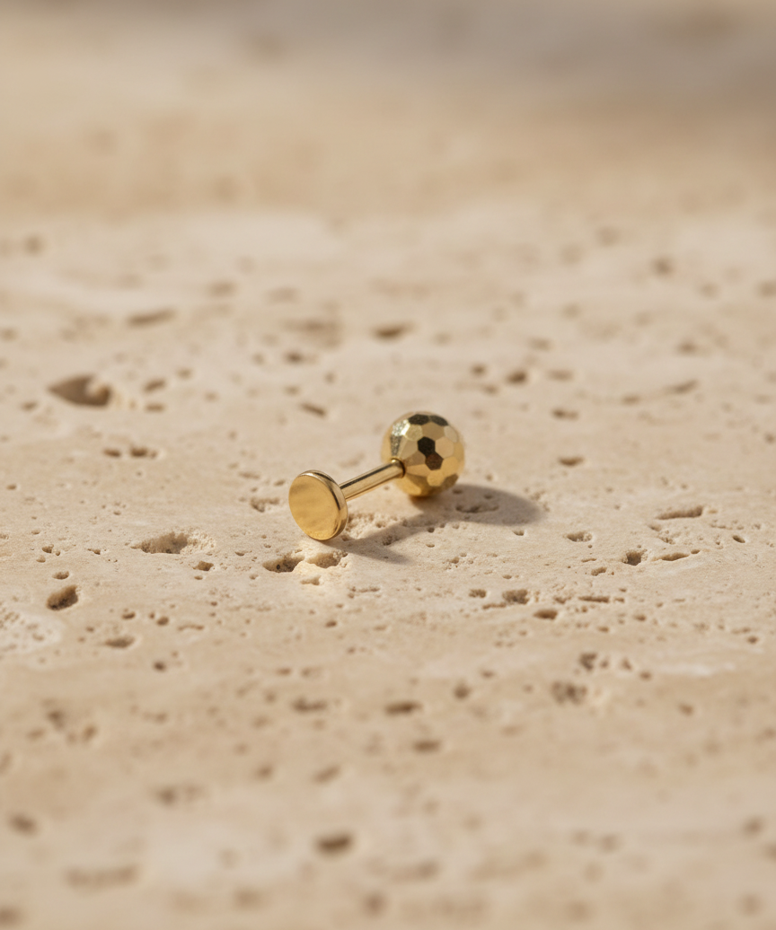 Titanium PVD Gold Disco Ball Threaded 5mm Piercing